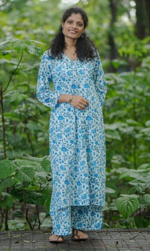 Blue Floral Cotton Co-Ord Set