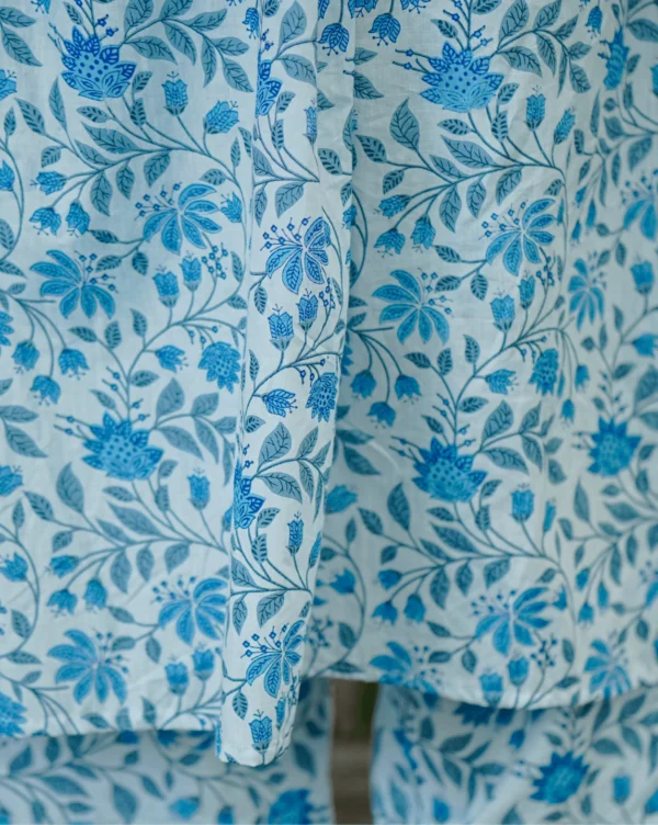 MIRAY’s Blue Floral Cotton Co-Ord Set – Elegant Kurta & Pants Combo for Everyday Comfort - Image 4