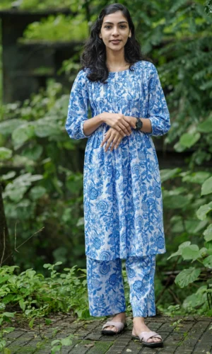 Blue & White Cotton Co-Ord Set