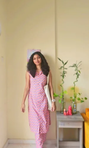 Pink Floral Co Ord Set with Straight Cut Pants