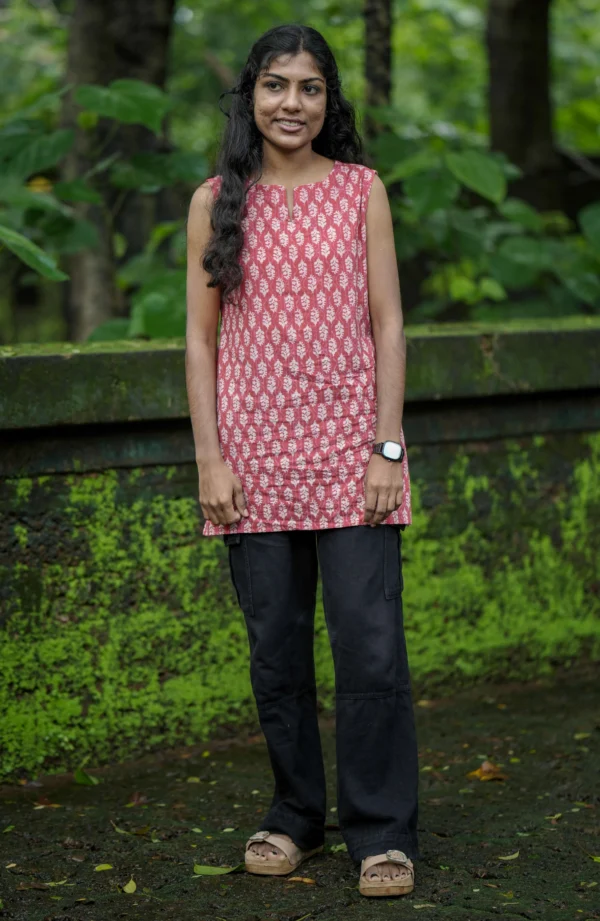 Red hand block printed design
