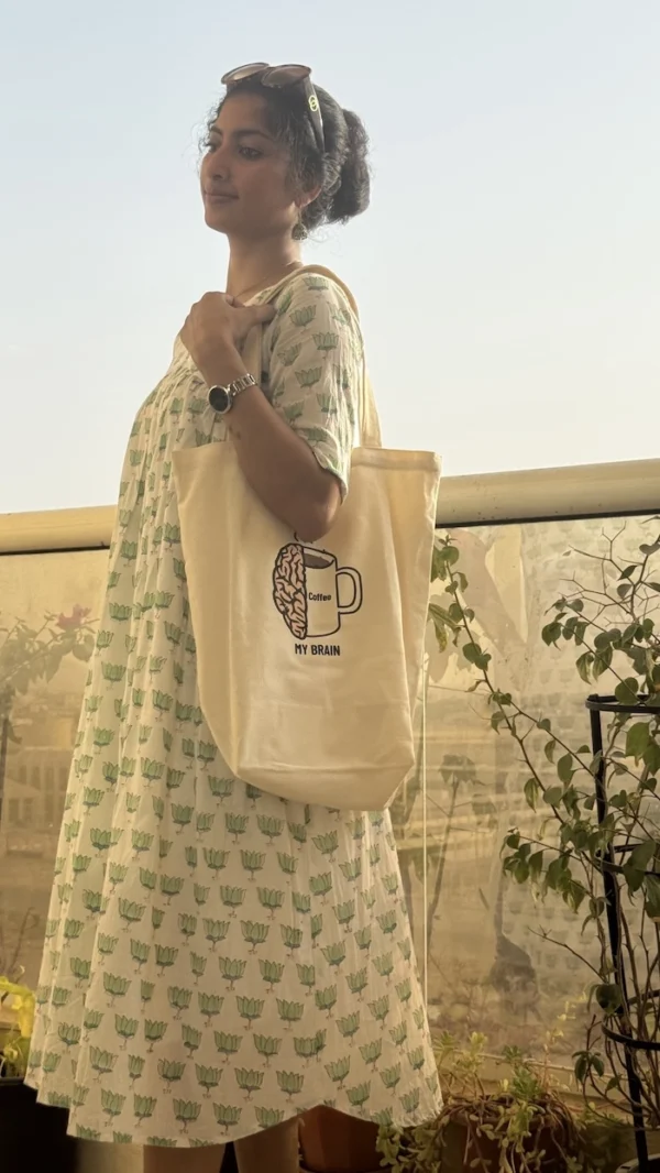 Lotus Flower Block Print Cotton Kurti for Women | MIRAY - Image 4