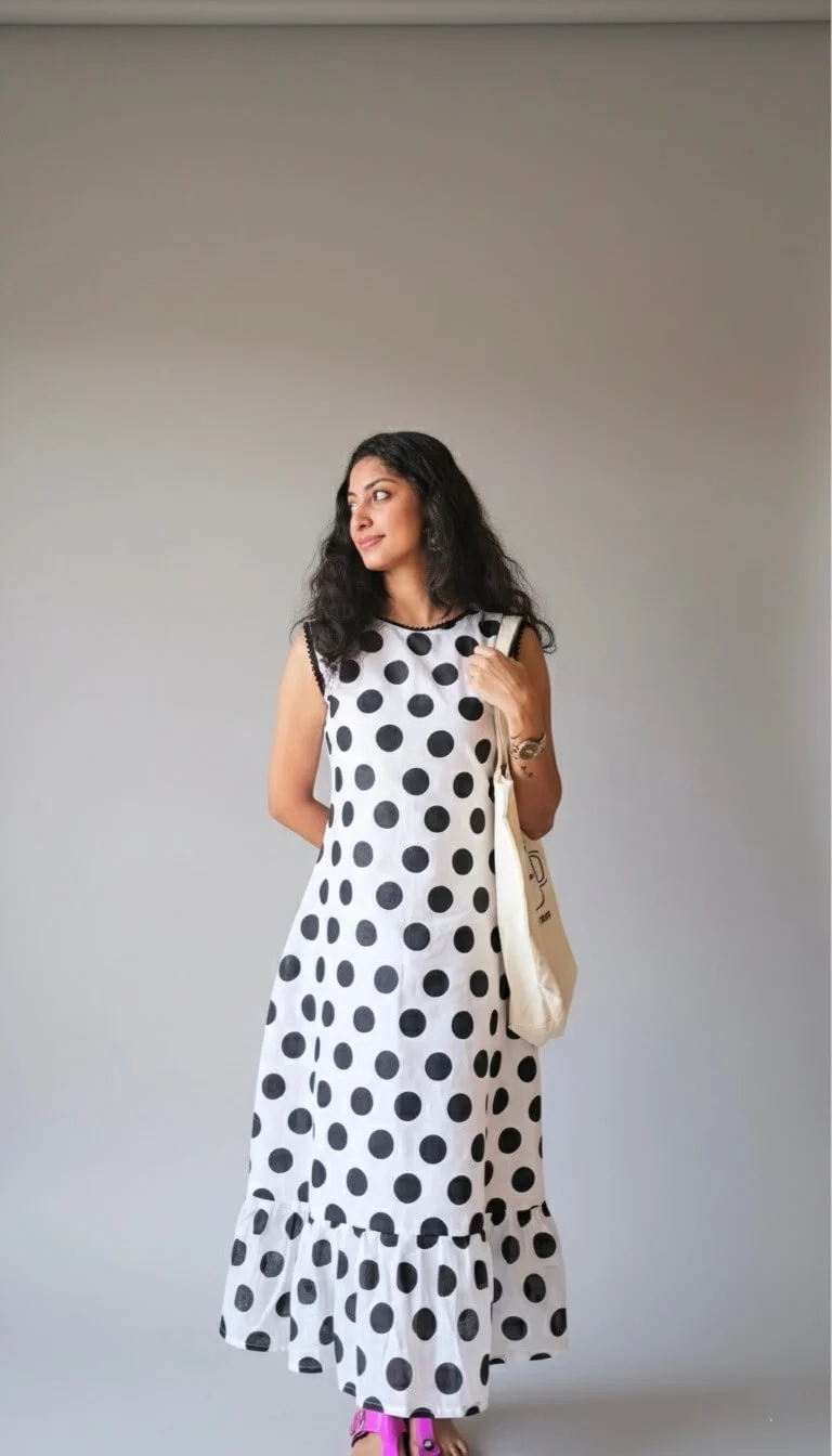 Black & White Polka Dot Kurti