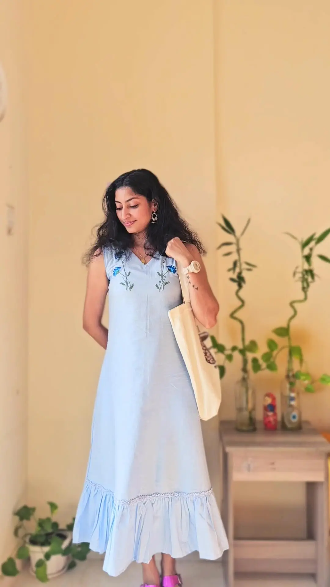 Pre-Order Cotton Embroidered Kurti โ Light Blue Summer Outfit for Women - Image 5