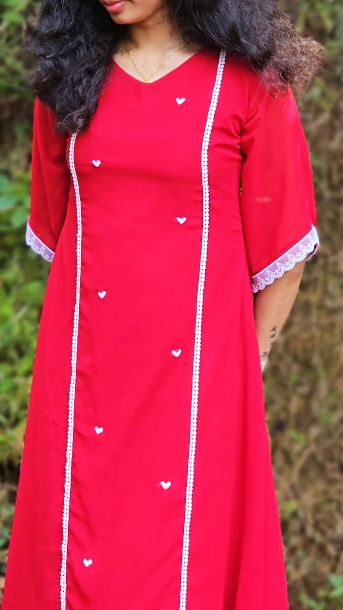 Red Georgette Kurti for Women – Elegant & Lightweight Wear | MIRAY - Image 2