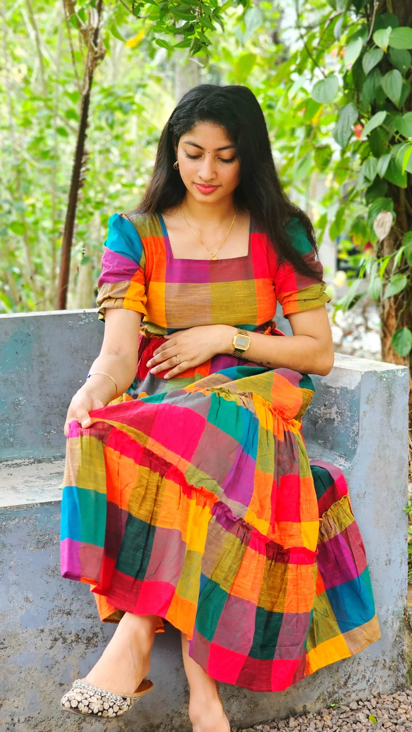Madras Charm Cotton Dress with Lining - Image 3