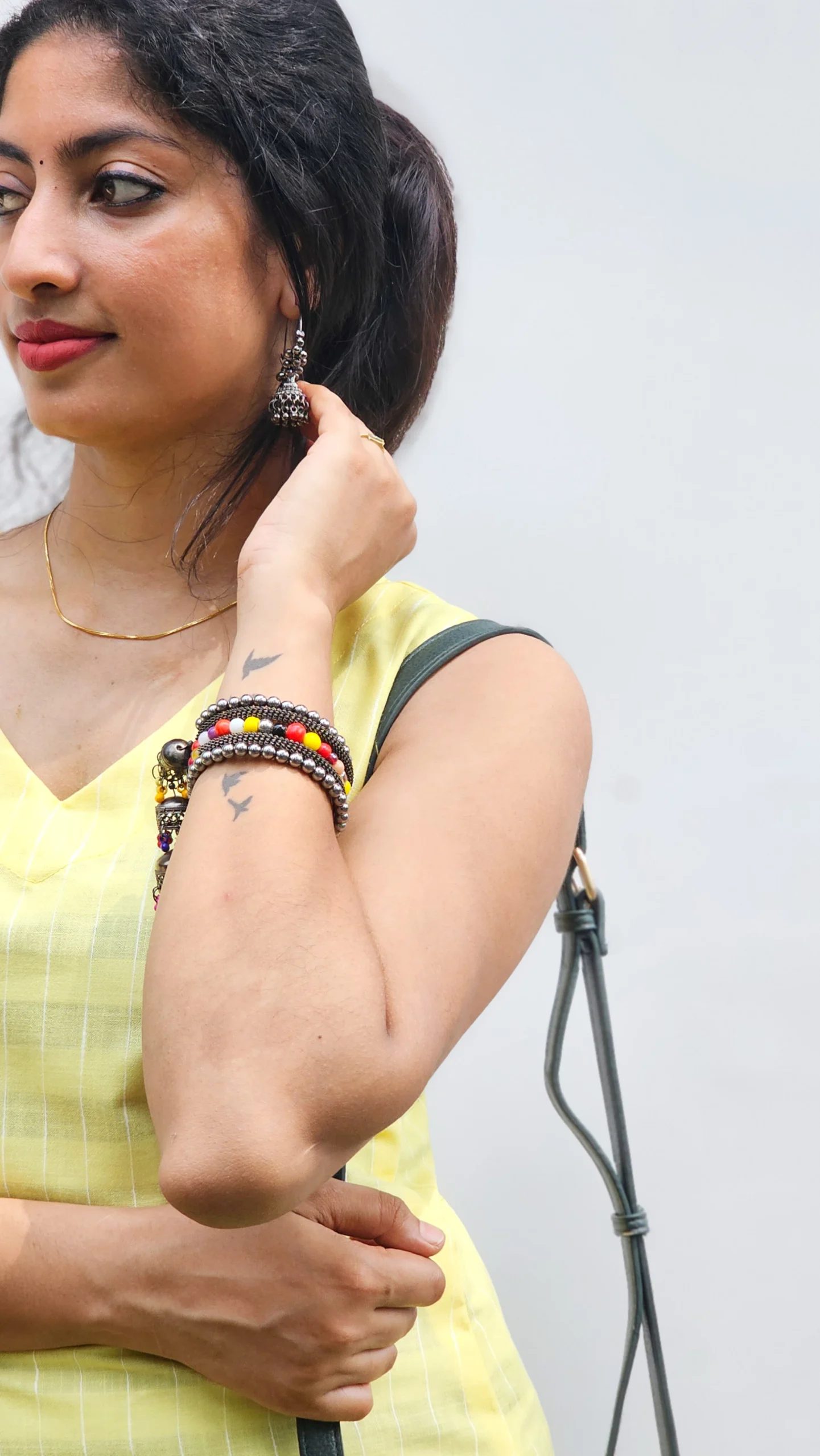 Yellow Checkered Cotton Short Kurti - Image 3