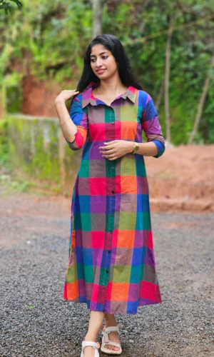 Madras Checks Shirt Dress