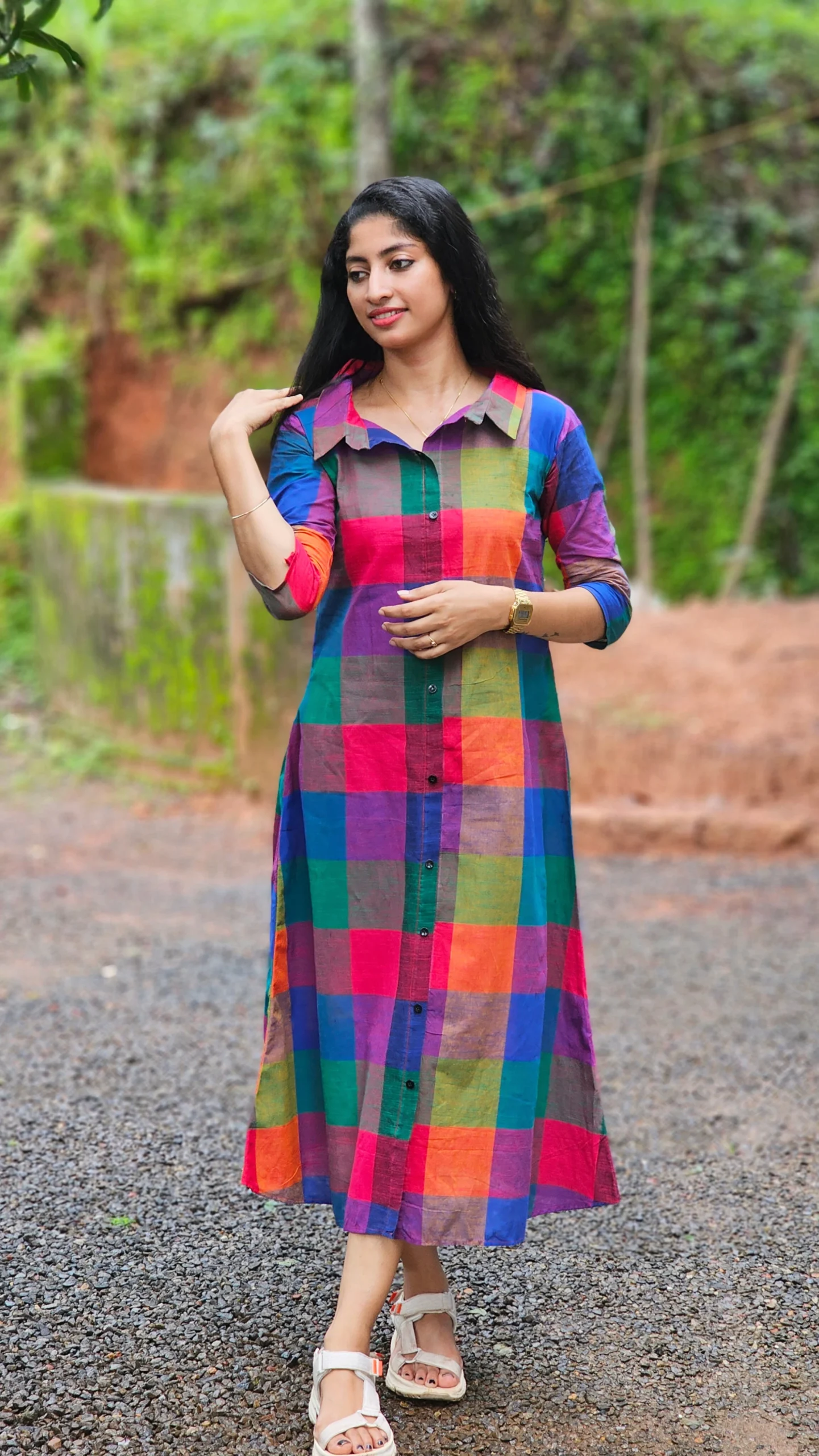 Madras Checks Shirt Dress