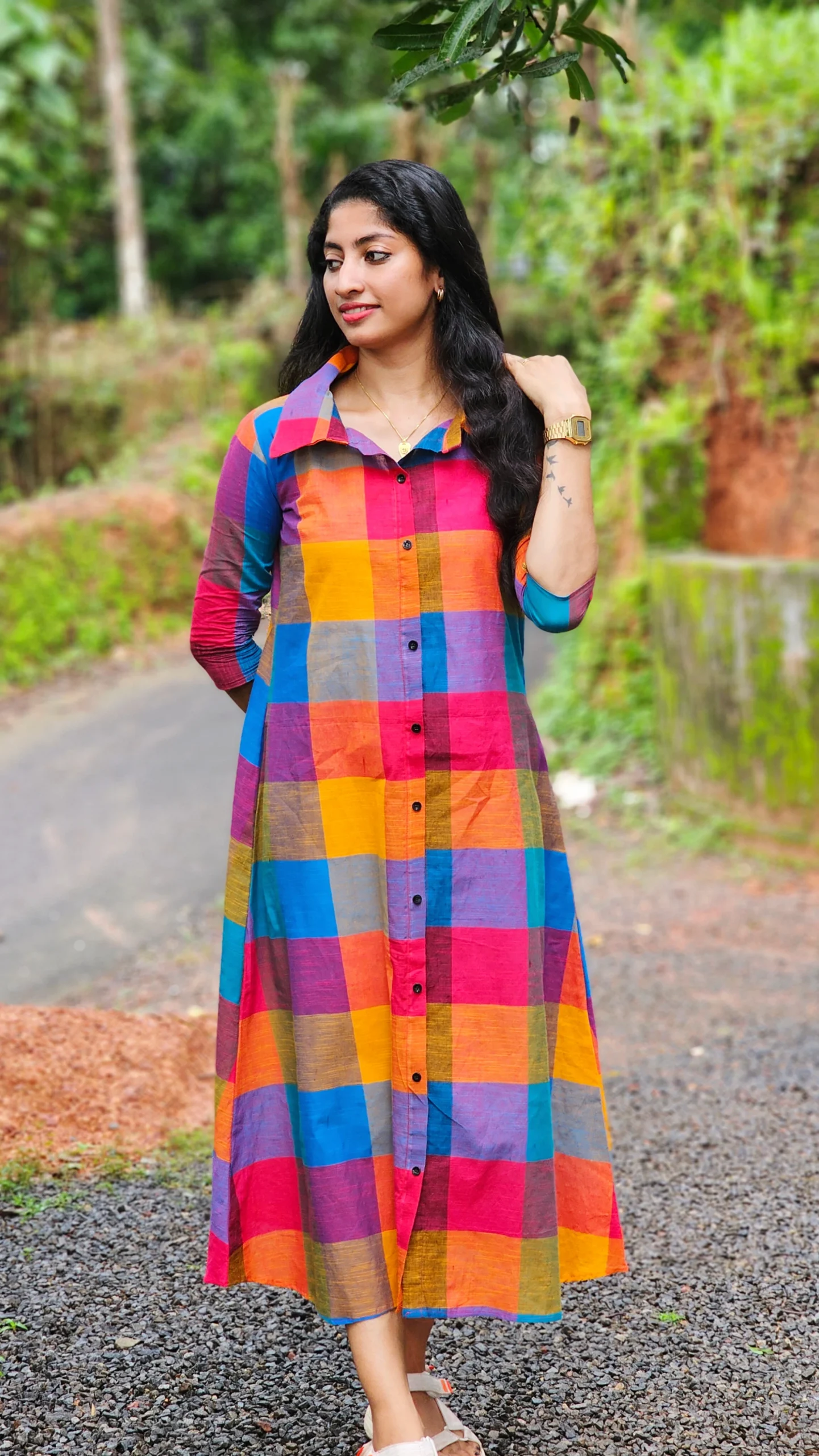 Madras Checks Shirt Dress