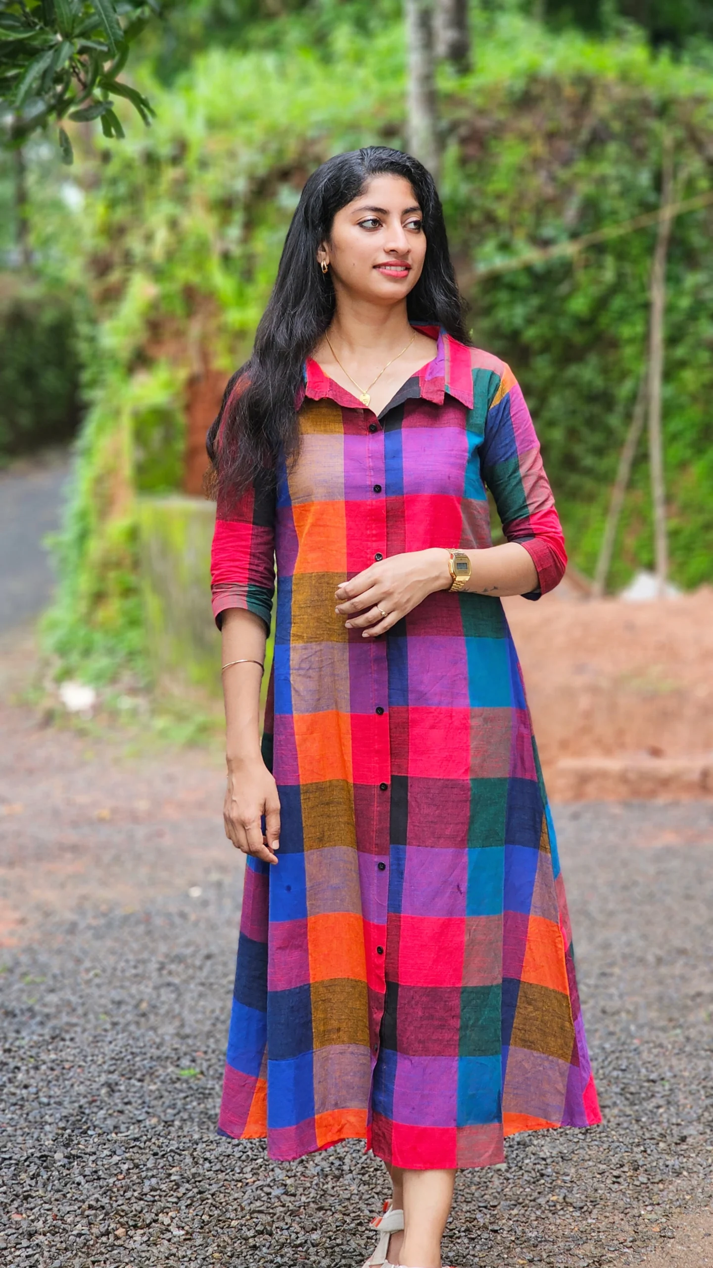 Madras Checks Shirt Dress