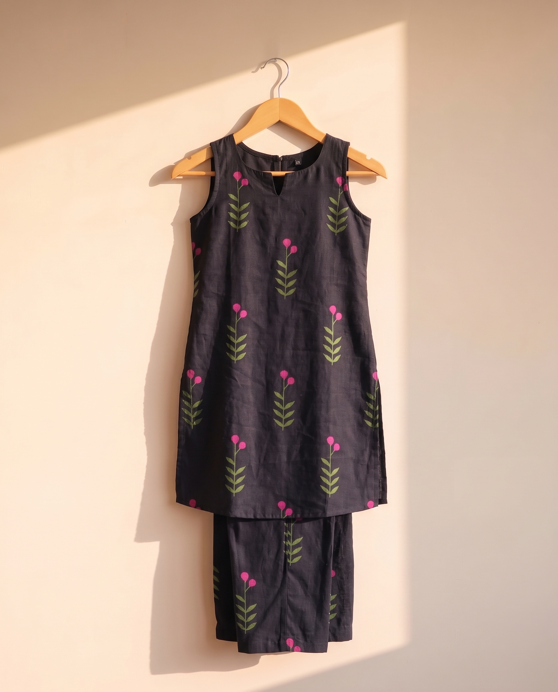 Black Pink Blossom Kids Co Ords Set