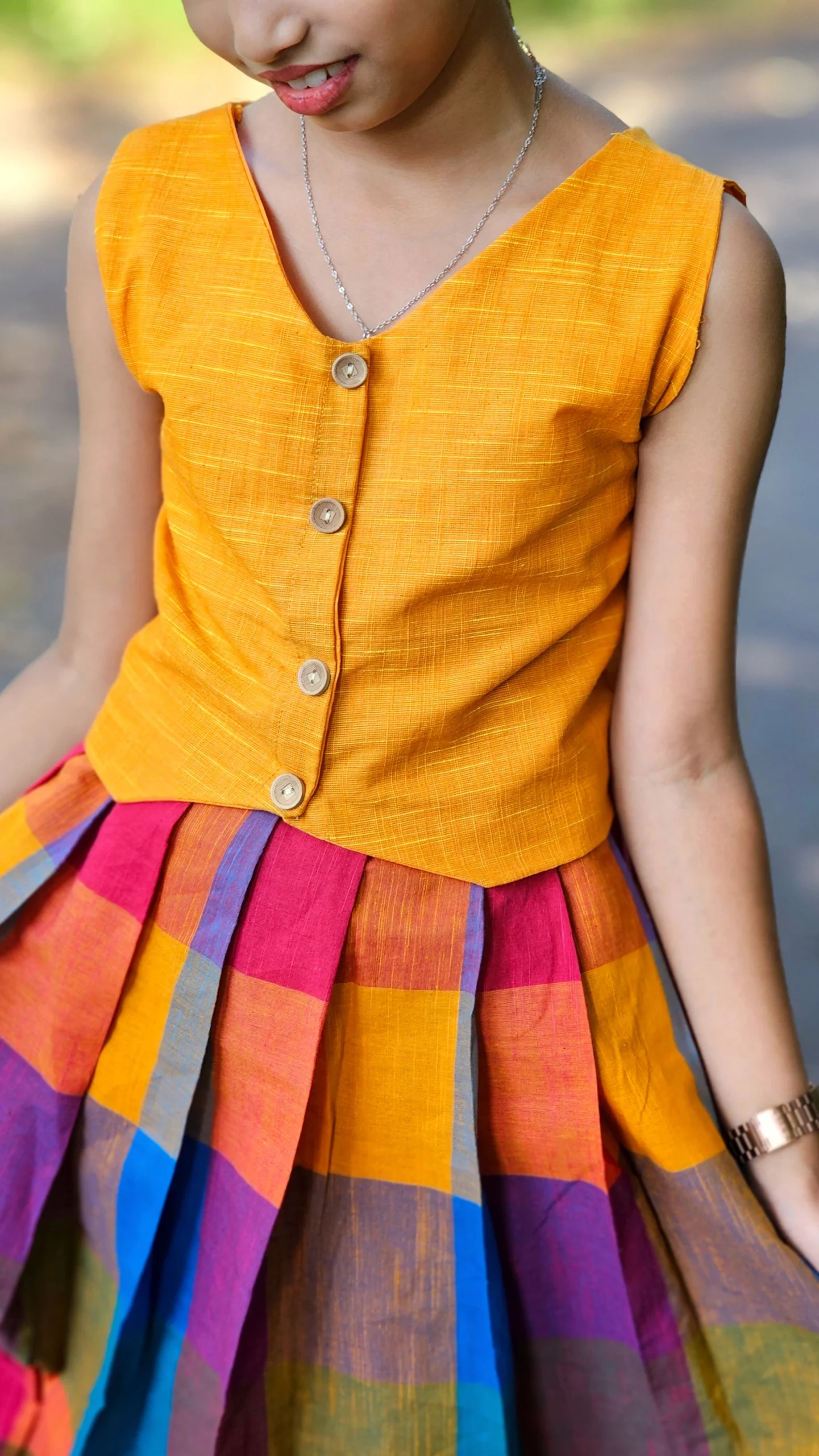 Madras check kids skirt and top - Image 2