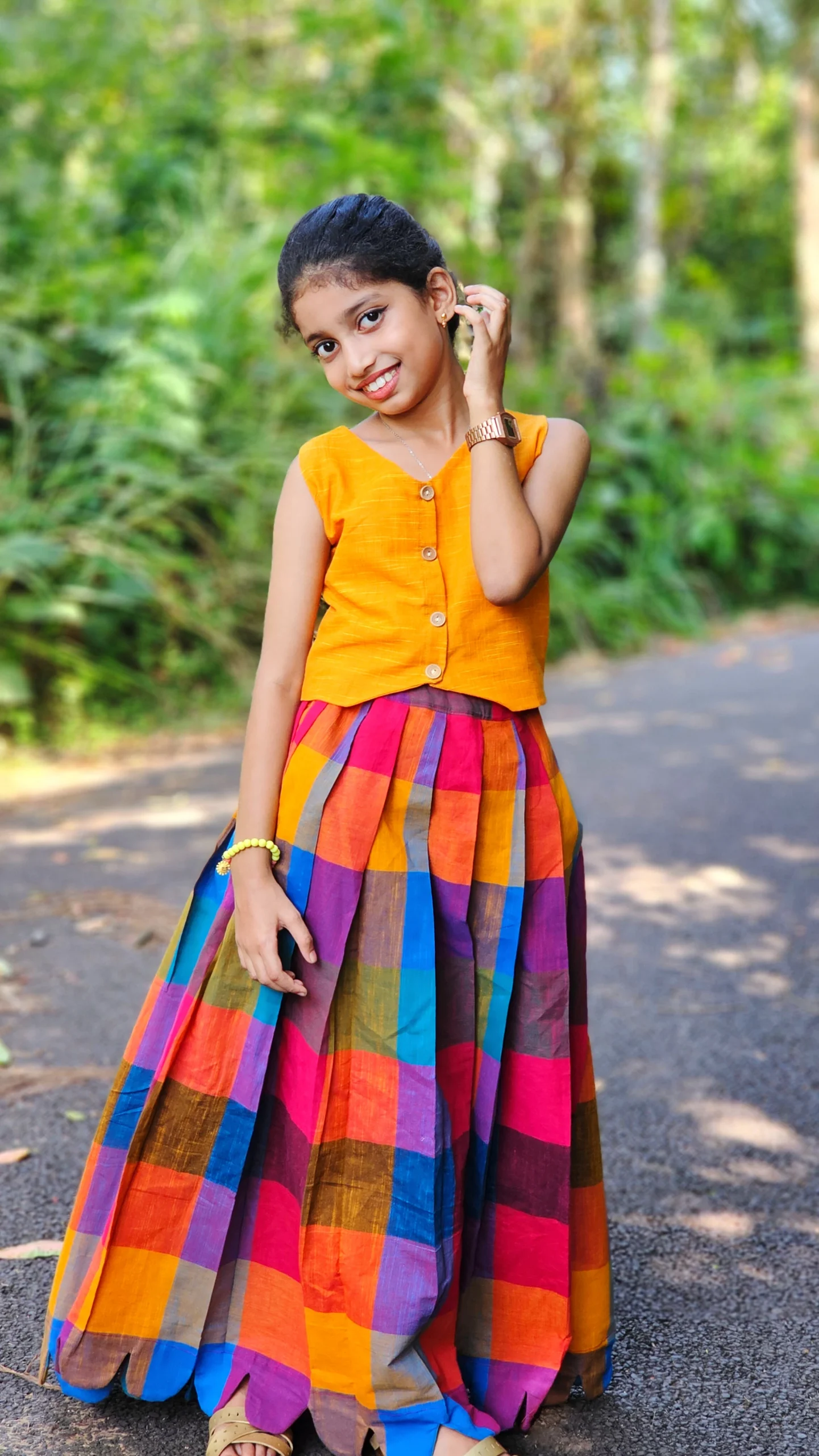 Madras check kids skirt and top - Image 4