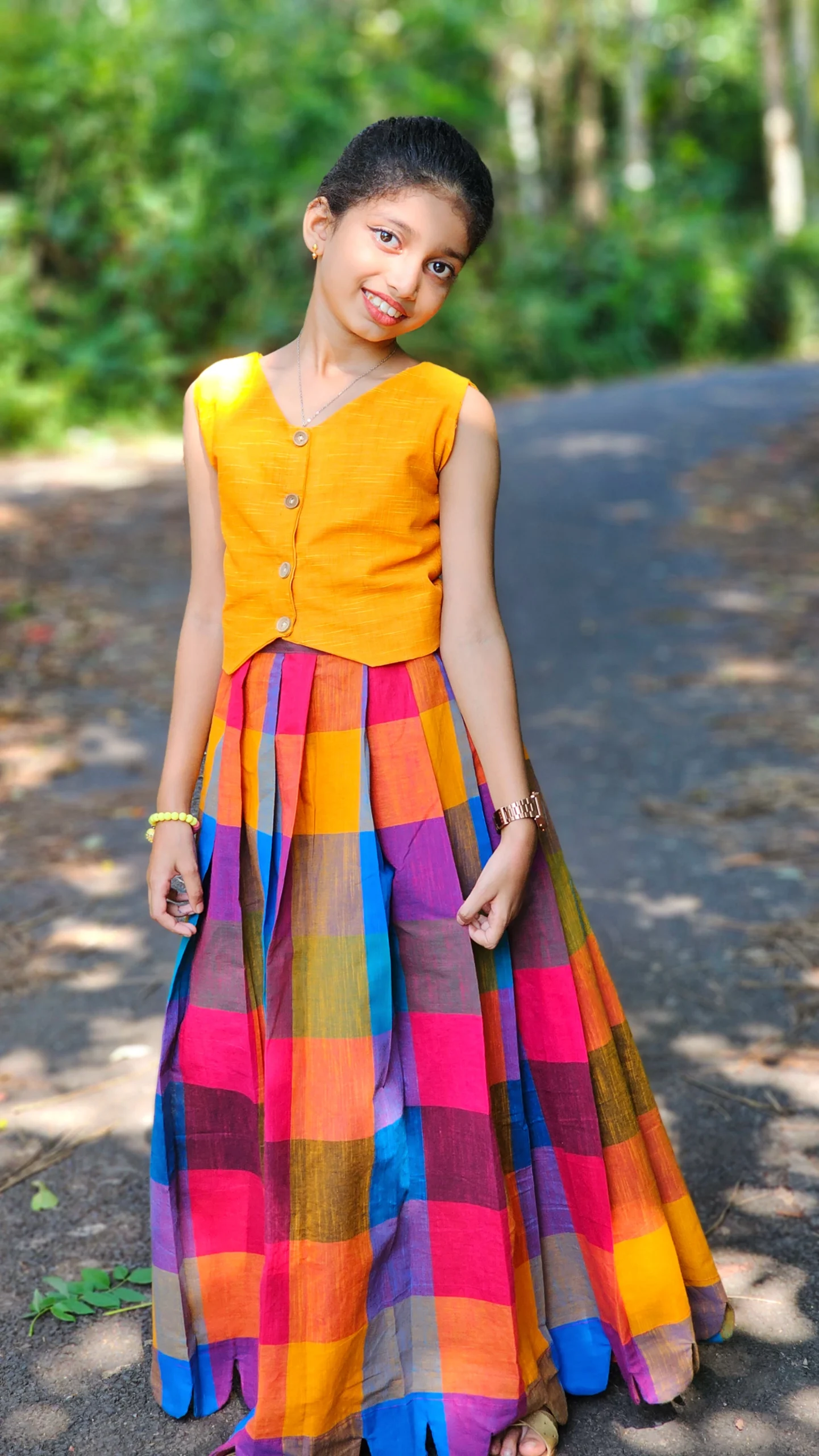Madras check kids skirt and top - Image 5