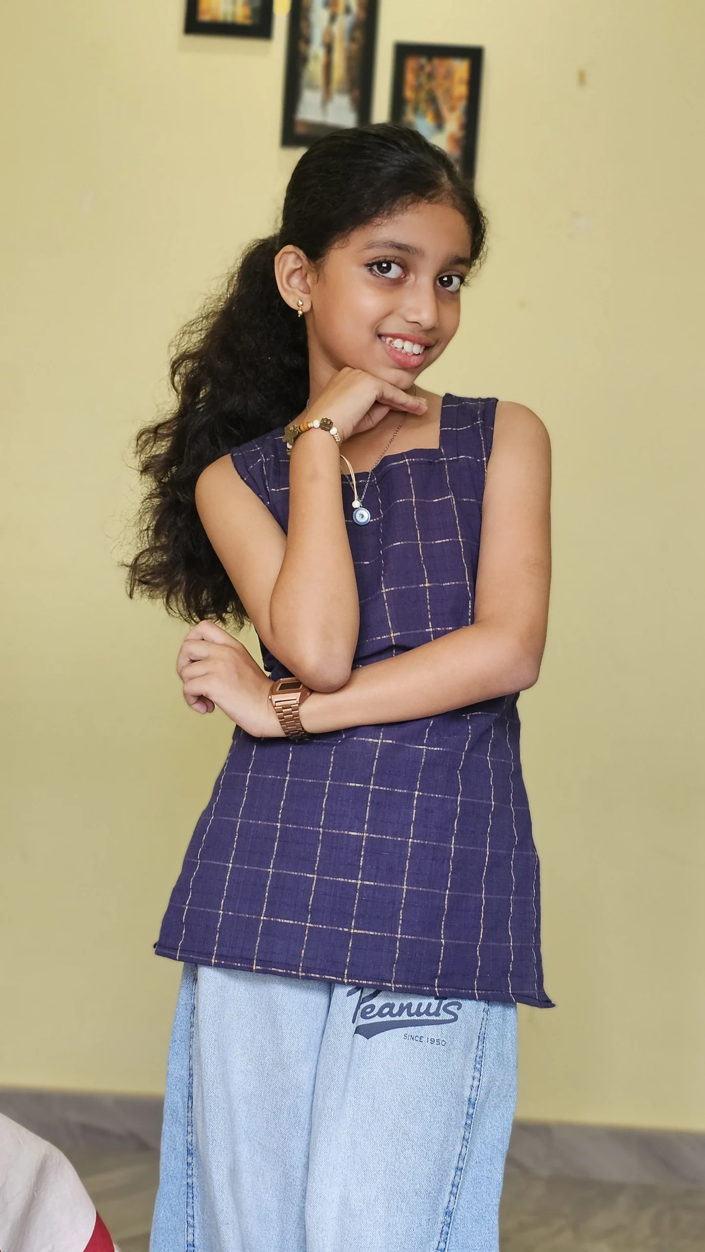 Blue Zari Short Kurti For Kids