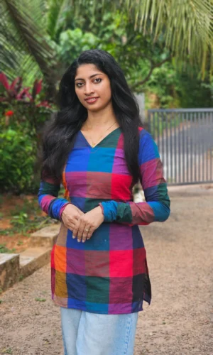 Madras Check Cotton Short Kurti