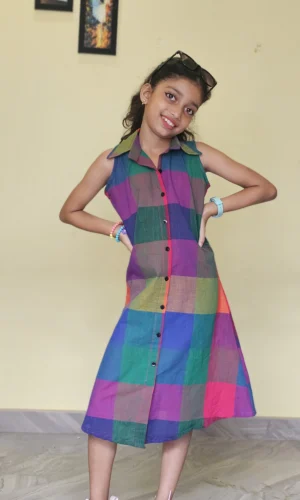 Madras Checks Shirt Dress for Kids